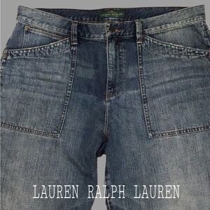LAUREN RALPH LAUREN Patch Pocket Wide Leg Jeans Size 14